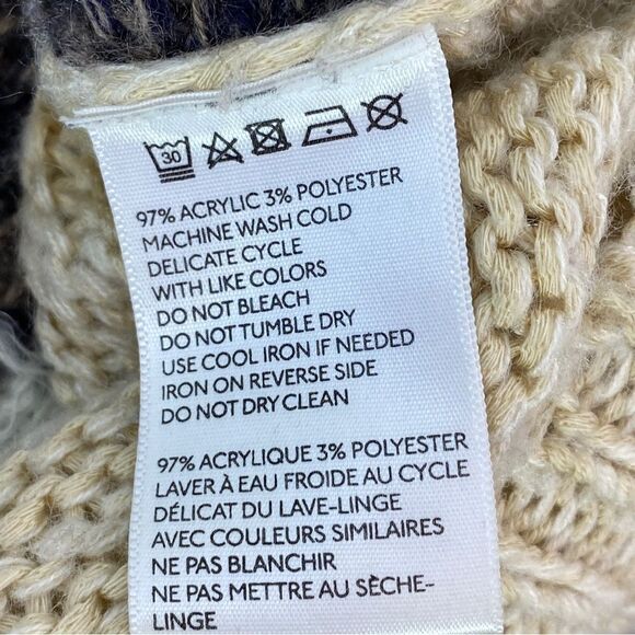 Pins & Needles Fuzzy Polar Bear Sweater Beige Blue Medium Crew Neck - Picture 12 of 13